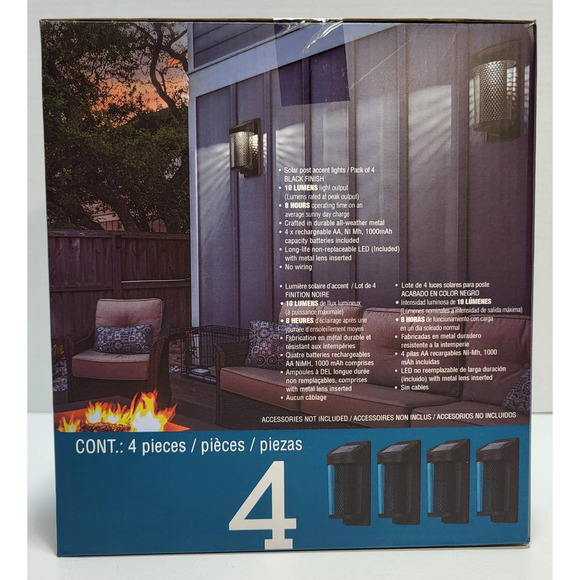 New GTX Solar LED Pathway Lights, 4-pack Outdoor Landscape Lighting 15 Lumens - Picture 5 of 5